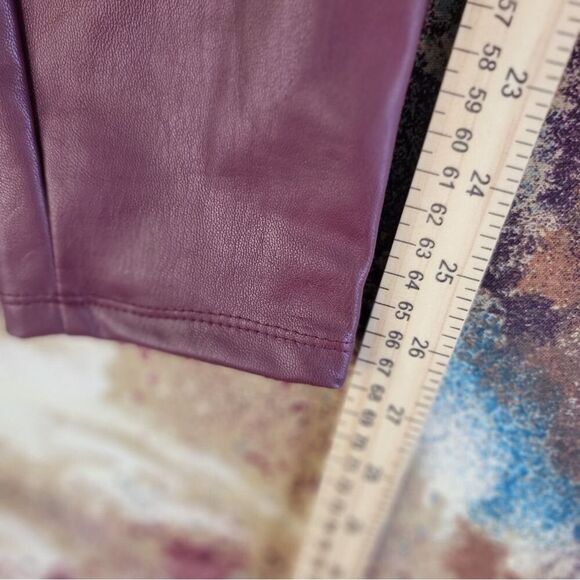 Express Women's Size Small Burgundy Faux Leather Skinny Pants Mid Rise - Picture 8 of 10